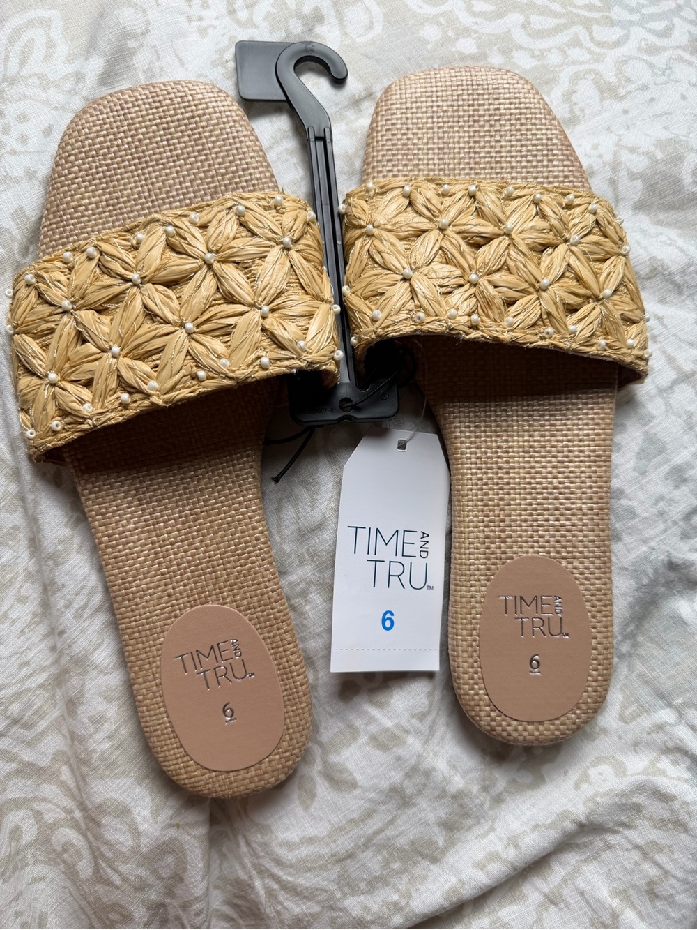 Time and Tru Yellow Braided Slide Sandals